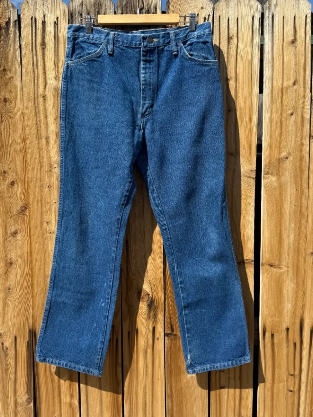 Vintage 90s Rustler High Waist Straight Leg Denim Blue Jeans | Size 31 X 30 - Picture 4 of 12